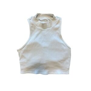 Alo Yoga Tank Tank Women White Sz M Goddess Ribbed Cropped Dynamite Gym Everyday